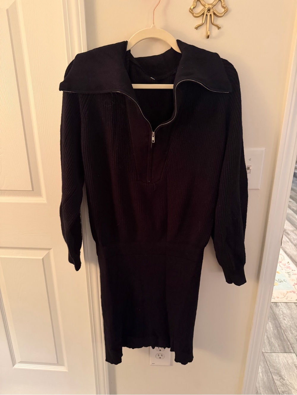 Ribbed half zip mini dress